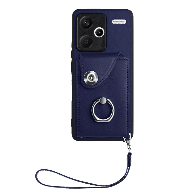 For Xiaomi Redmi Note 13 Pro+ Organ Card Bag Ring Holder PU Phone Case with Lanyard(Blue) - free shipping - PMC TechLife - Order now!