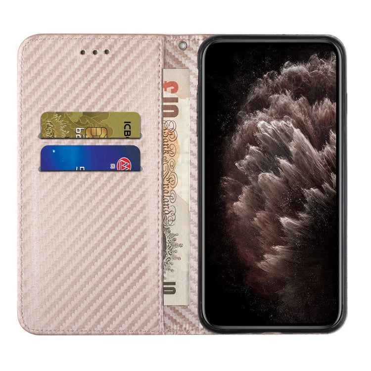 For Xiaomi Redmi 13C Carbon Fiber Texture Flip Holder Leather Phone Case(Rose Gold) - 13C Cases by PMC TechLife | Online Shopping South Africa | PMC TechLife | Buy Now Pay Later Mobicred