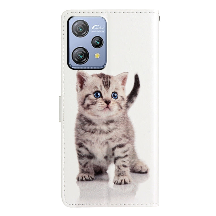 For Blackview A53 Pro Colored Drawing Leather Phone Case(Little Tabby Cat) - More Brand by PMC TechLife | Online Shopping South Africa | PMC TechLife | Buy Now Pay Later Mobicred