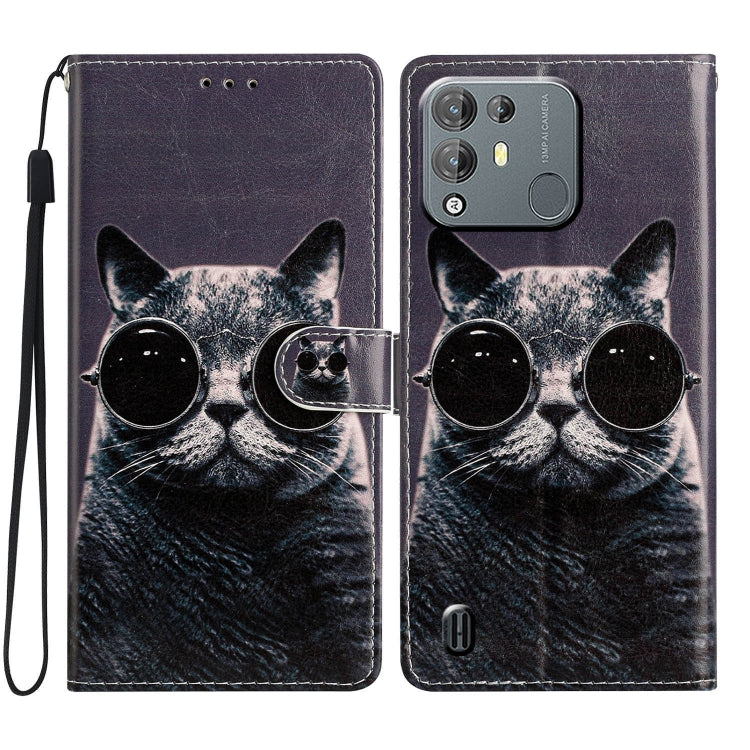 For Blackview A55 Pro Colored Drawing Leather Phone Case(Sunglasses Cat) - More Brand by PMC TechLife | Online Shopping South Africa | PMC TechLife | Buy Now Pay Later Mobicred