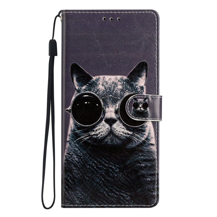 For Blackview A55 Pro Colored Drawing Leather Phone Case(Sunglasses Cat) - More Brand by PMC TechLife | Online Shopping South Africa | PMC TechLife | Buy Now Pay Later Mobicred