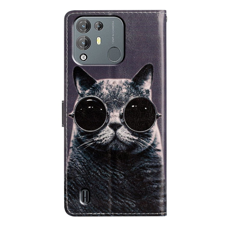 For Blackview A55 Pro Colored Drawing Leather Phone Case(Sunglasses Cat) - More Brand by PMC TechLife | Online Shopping South Africa | PMC TechLife | Buy Now Pay Later Mobicred