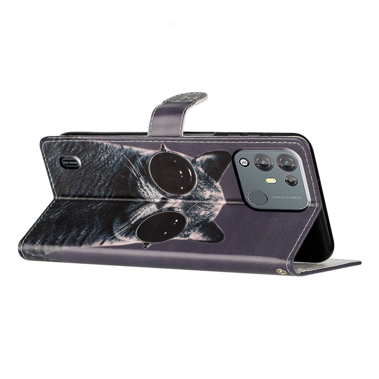 For Blackview A55 Pro Colored Drawing Leather Phone Case(Sunglasses Cat) - More Brand by PMC TechLife | Online Shopping South Africa | PMC TechLife | Buy Now Pay Later Mobicred