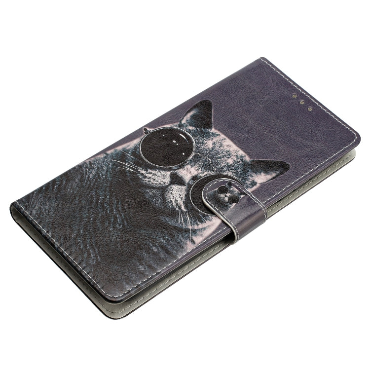 For Blackview A55 Pro Colored Drawing Leather Phone Case(Sunglasses Cat) - More Brand by PMC TechLife | Online Shopping South Africa | PMC TechLife | Buy Now Pay Later Mobicred