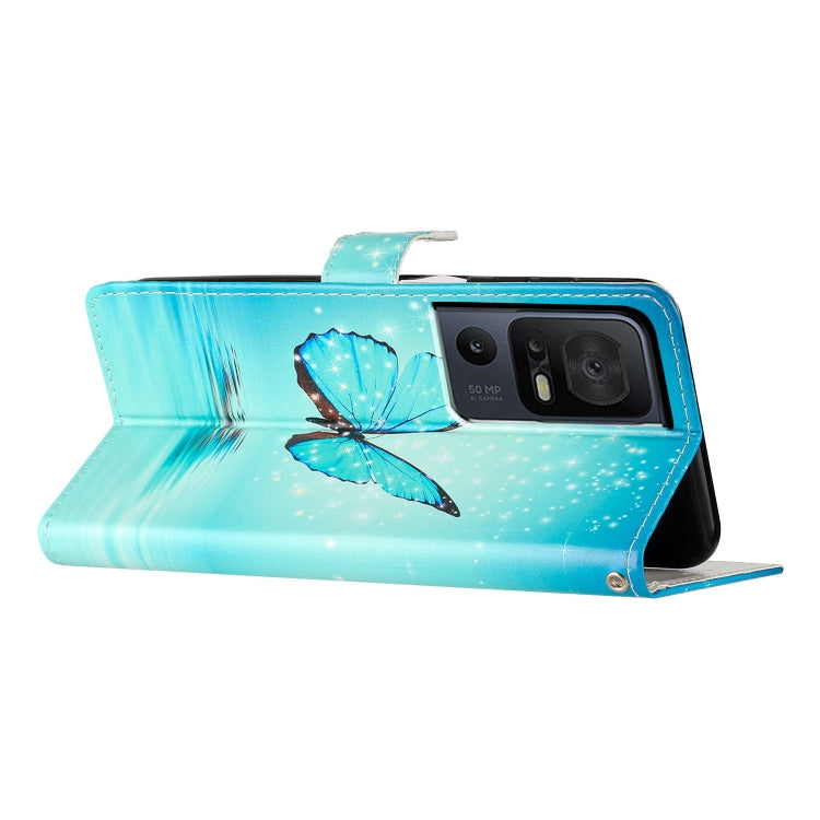 For TCL 40 SE Colored Drawing Leather Phone Case(Blue Butterfly) - More Brand by PMC TechLife | Online Shopping South Africa | PMC TechLife | Buy Now Pay Later Mobicred