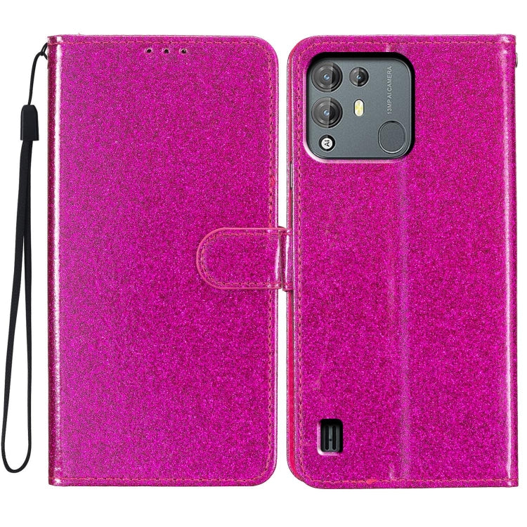 For Blackview A55 Pro Glitter Powder Flip Leather Phone Case(Rose Red) - More Brand by PMC TechLife | Online Shopping South Africa | PMC TechLife | Buy Now Pay Later Mobicred