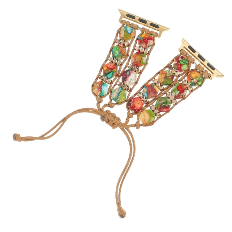 For Apple Watch SE 2023 40mm Hexagonal Stones Drawstring Chain Watch Band(Colorful) - Watch Bands by PMC TechLife | Online Shopping South Africa | PMC TechLife