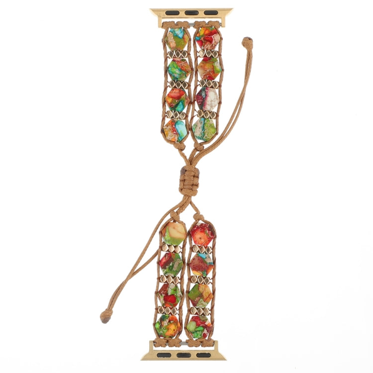 For Apple Watch Series 9 41mm Hexagonal Stones Drawstring Chain Watch Band(Colorful) - Watch Bands by PMC TechLife | Online Shopping South Africa | PMC TechLife
