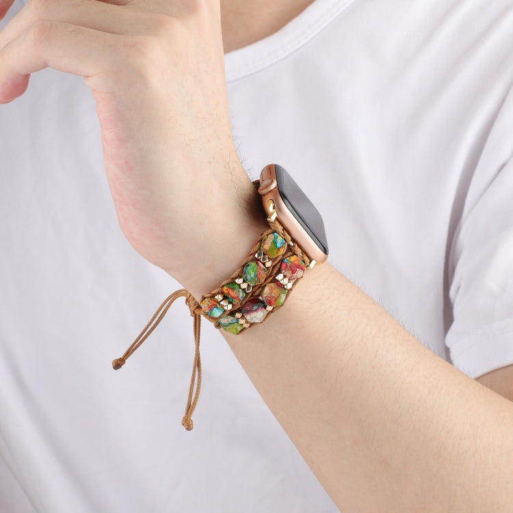 For Apple Watch SE 40mm Hexagonal Stones Drawstring Chain Watch Band(Colorful) - Watch Bands by PMC TechLife | Online Shopping South Africa | PMC TechLife