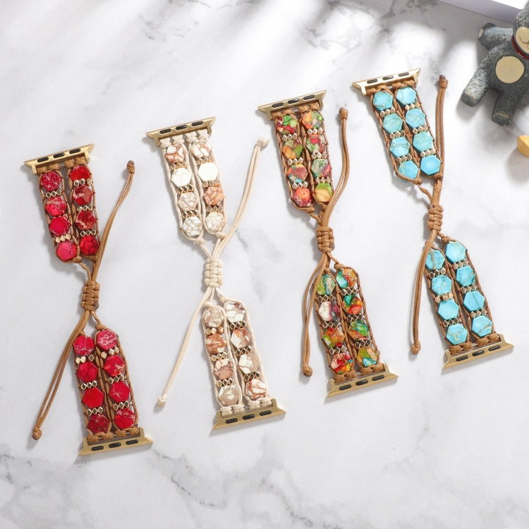 For Apple Watch Series 8 41mm Hexagonal Stones Drawstring Chain Watch Band(Colorful) - Watch Bands by PMC TechLife | Online Shopping South Africa | PMC TechLife
