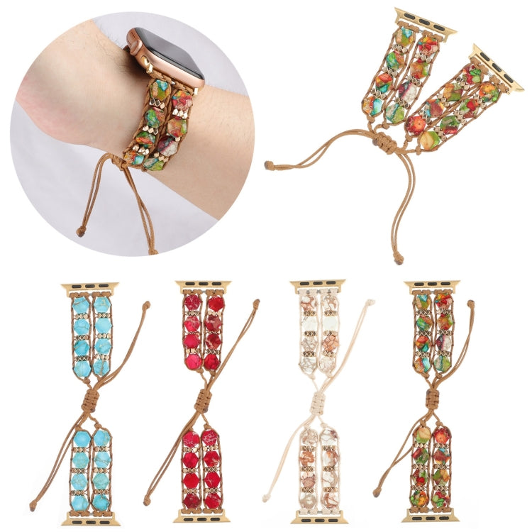 For Apple Watch Series 8 45mm Hexagonal Stones Drawstring Chain Watch Band(Colorful) - Watch Bands by PMC TechLife | Online Shopping South Africa | PMC TechLife