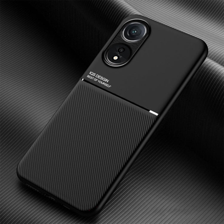 For OPPO A78 4G Classic Tilt Strip Grain Magnetic Shockproof PC + TPU Phone Case(Black) - OPPO Cases by PMC TechLife | Online Shopping South Africa | PMC TechLife