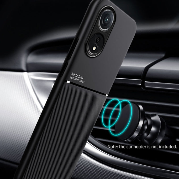 For OPPO A78 4G Classic Tilt Strip Grain Magnetic Shockproof PC + TPU Phone Case(Black) - OPPO Cases by PMC TechLife | Online Shopping South Africa | PMC TechLife