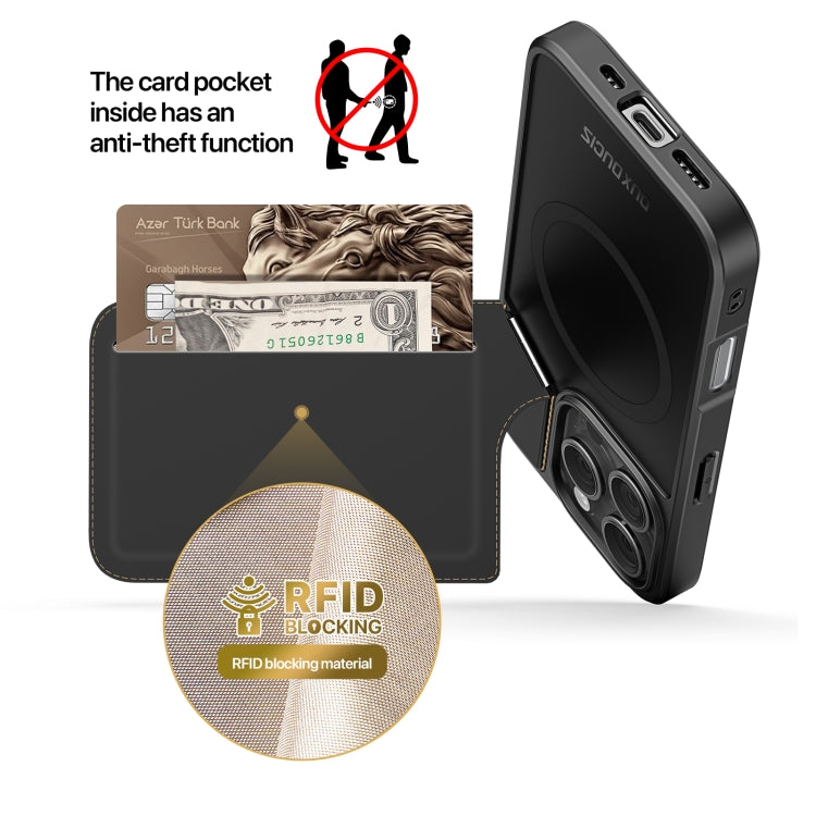 For iPhone 16 Pro Max DUX DUCIS Rafi II Series MagSafe Magnetic Holder RFID Phone Case(Black) - free shipping - PMC Jewellery - Order now!