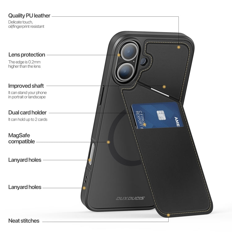 For iPhone 16 DUX DUCIS Rafi II Series MagSafe Magnetic Holder RFID Phone Case(Black) - free shipping - PMC Jewellery - Order now!