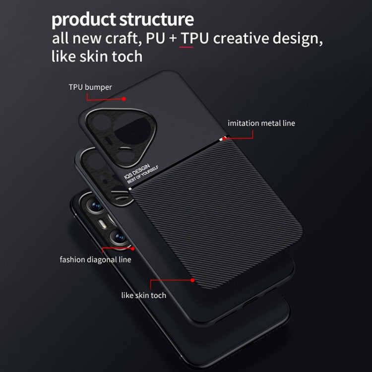 For Huawei Pura 70 Ultra Classic Tilt Strip Grain Magnetic PC Hybrid TPU Phone Case(Blue) - Huawei Cases by PMC Jewellery | Online Shopping South Africa | PMC Jewellery | Buy Now Pay Later Mobicred