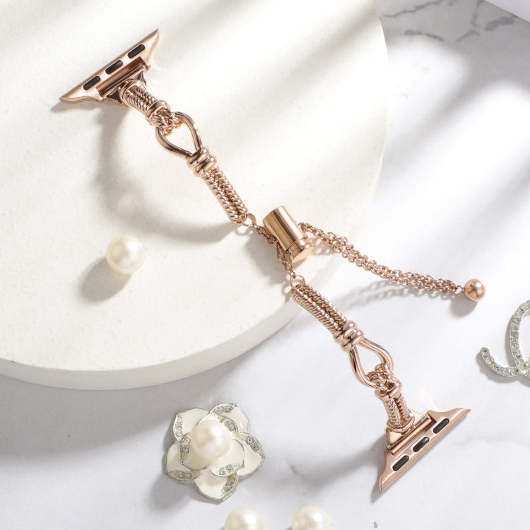 For Apple Watch SE 2023 44mm Twist Metal Bracelet Chain Watch Band(Rose Gold) - Watch Bands by PMC TechLife | Online Shopping South Africa | PMC TechLife