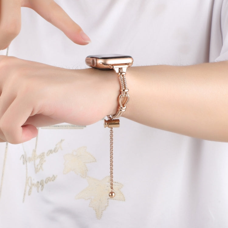 For Apple Watch SE 2023 44mm Twist Metal Bracelet Chain Watch Band(Rose Gold) - Watch Bands by PMC TechLife | Online Shopping South Africa | PMC TechLife