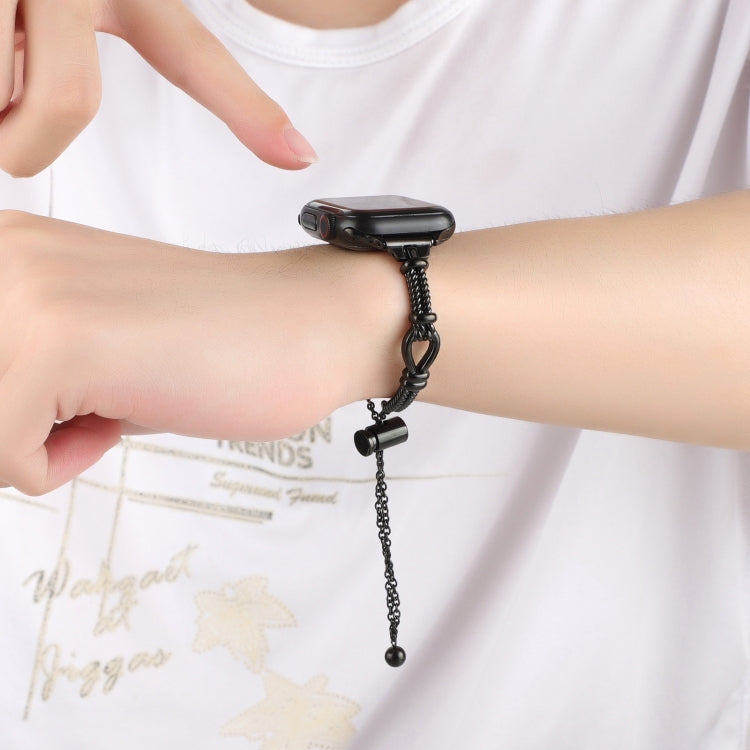 For Apple Watch Series 5 44mm Twist Metal Bracelet Chain Watch Band(Black) - Watch Bands by PMC TechLife | Online Shopping South Africa | PMC TechLife