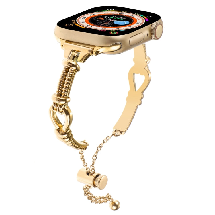 For Apple Watch 42mm Twist Metal Bracelet Chain Watch Band(Gold) - Watch Bands by PMC TechLife | Online Shopping South Africa | PMC TechLife