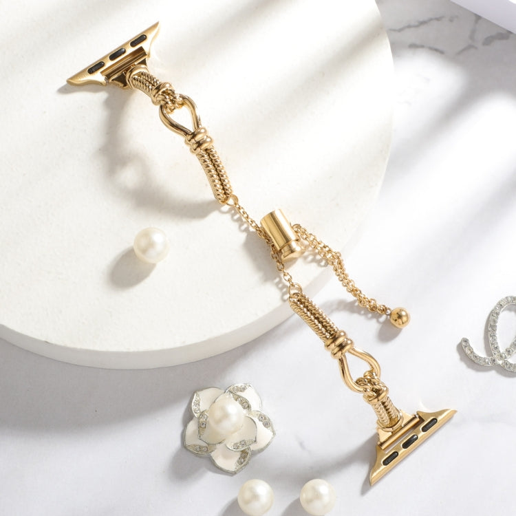 For Apple Watch 38mm Twist Metal Bracelet Chain Watch Band(Gold) - Watch Bands by PMC TechLife | Online Shopping South Africa | PMC TechLife