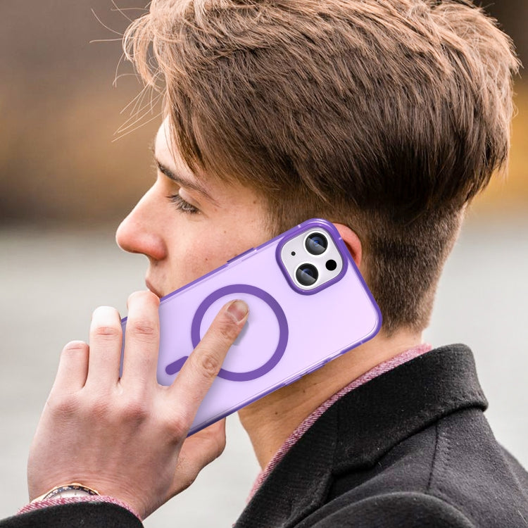 For iPhone 14 MagSafe Frosted Translucent TPU + PC Full Coverage Phone Case(Dark Purple) - iPhone 14 Cases by PMC TechLife | Online Shopping South Africa | PMC TechLife