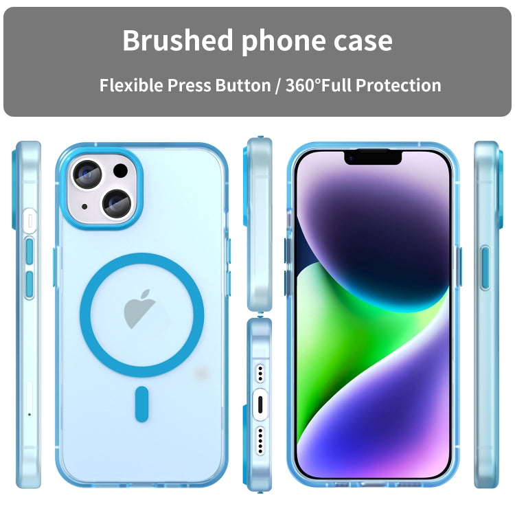 For iPhone 14 Plus MagSafe Frosted Translucent TPU + PC Full Coverage Phone Case(Blue) - iPhone 14 Plus Cases by PMC TechLife | Online Shopping South Africa | PMC TechLife
