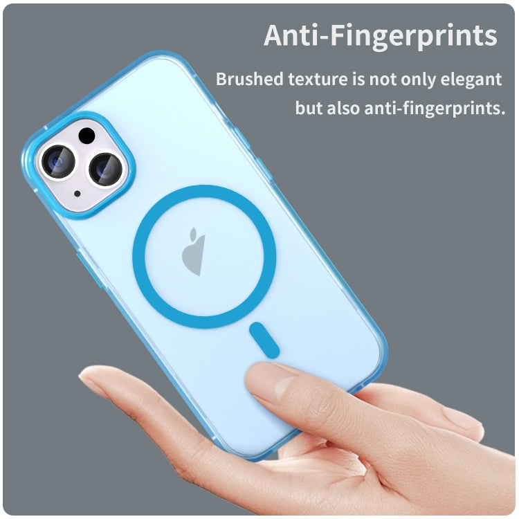 For iPhone 14 Plus MagSafe Frosted Translucent TPU + PC Full Coverage Phone Case(Blue) - iPhone 14 Plus Cases by PMC TechLife | Online Shopping South Africa | PMC TechLife