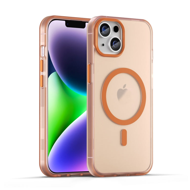 For iPhone 14 Plus MagSafe Frosted Translucent TPU + PC Full Coverage Phone Case(Orange) - iPhone 14 Plus Cases by PMC TechLife | Online Shopping South Africa | PMC TechLife