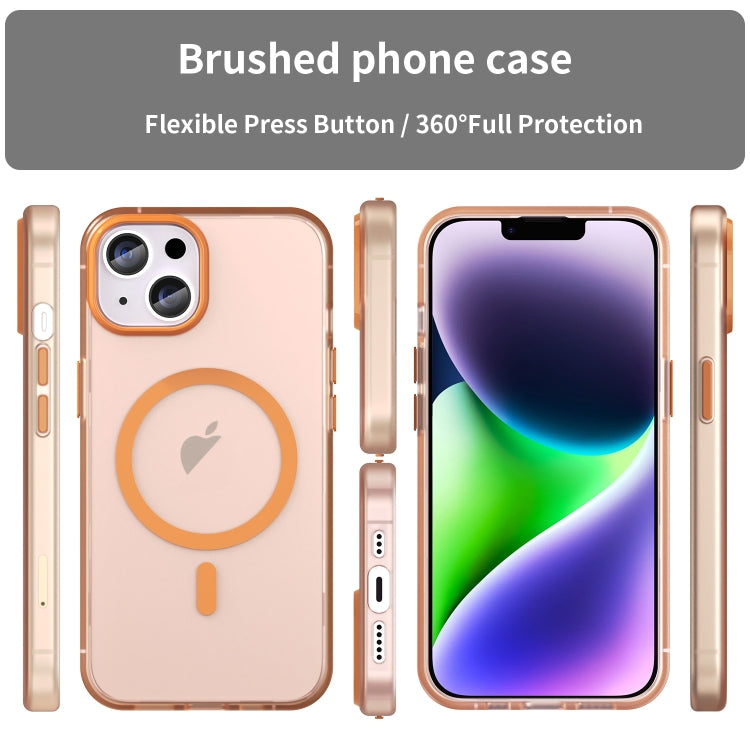 For iPhone 14 Plus MagSafe Frosted Translucent TPU + PC Full Coverage Phone Case(Orange) - iPhone 14 Plus Cases by PMC TechLife | Online Shopping South Africa | PMC TechLife
