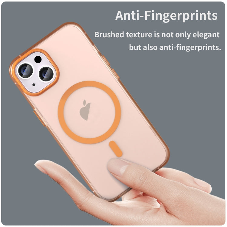 For iPhone 14 Plus MagSafe Frosted Translucent TPU + PC Full Coverage Phone Case(Orange) - iPhone 14 Plus Cases by PMC TechLife | Online Shopping South Africa | PMC TechLife