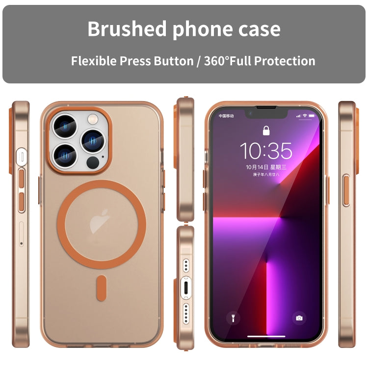 For iPhone 13 Pro MagSafe Frosted Translucent TPU + PC Full Coverage Phone Case(Orange) - iPhone 13 Pro Cases by PMC TechLife | Online Shopping South Africa | PMC TechLife