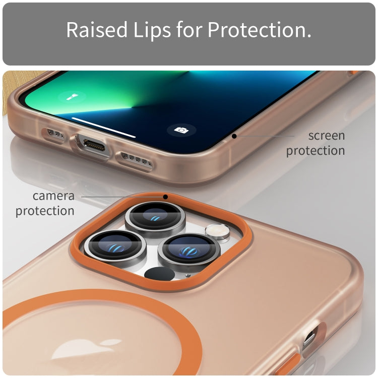 For iPhone 13 Pro MagSafe Frosted Translucent TPU + PC Full Coverage Phone Case(Orange) - iPhone 13 Pro Cases by PMC TechLife | Online Shopping South Africa | PMC TechLife