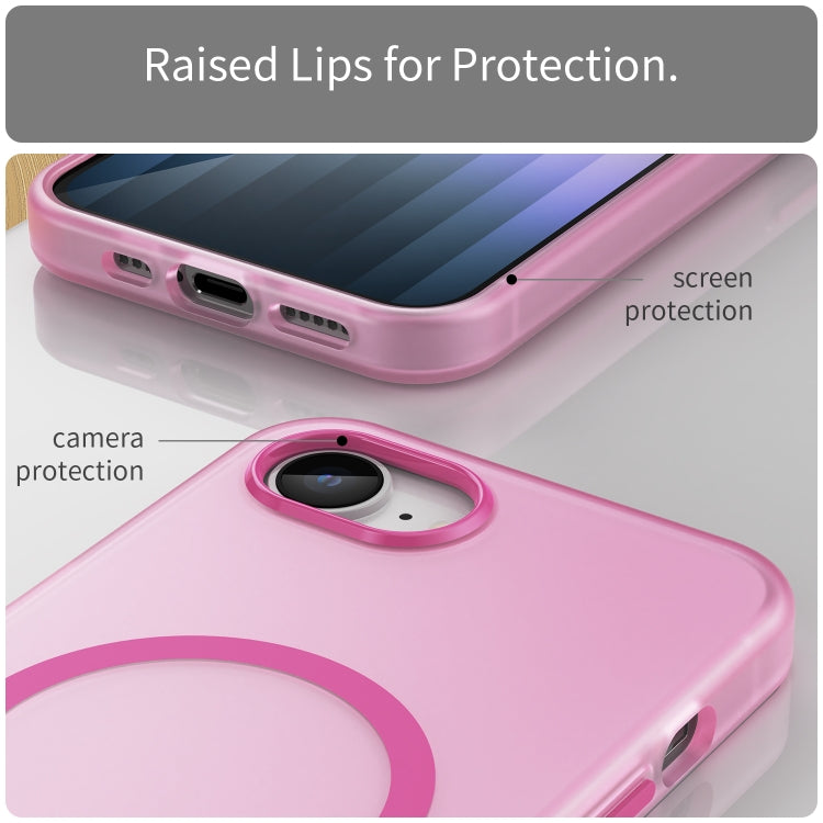 For iPhone 16e MagSafe Frosted Translucent TPU + PC Full Coverage Phone Case(Pink) - iPhone 16e Cases by PMC TechLife | Online Shopping South Africa | PMC TechLife | Buy Now Pay Later Mobicred
