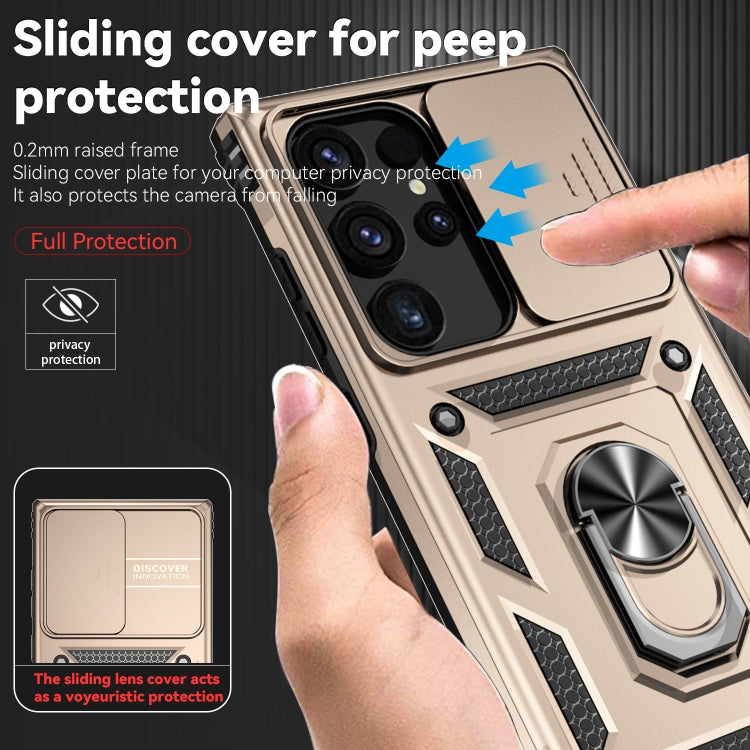 For Samsung Galaxy S24 Ultra 5G Sliding Camshield Holder Phone Case(Gold) - Galaxy S24 Ultra 5G Cases by PMC TechLife | Online Shopping South Africa | PMC TechLife
