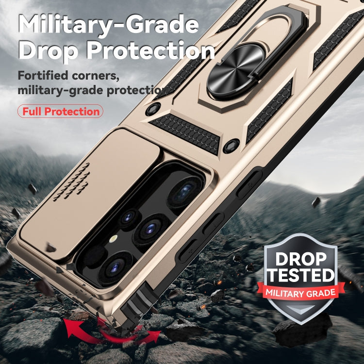 For Samsung Galaxy S24 Ultra 5G Sliding Camshield Holder Phone Case(Gold) - Galaxy S24 Ultra 5G Cases by PMC TechLife | Online Shopping South Africa | PMC TechLife