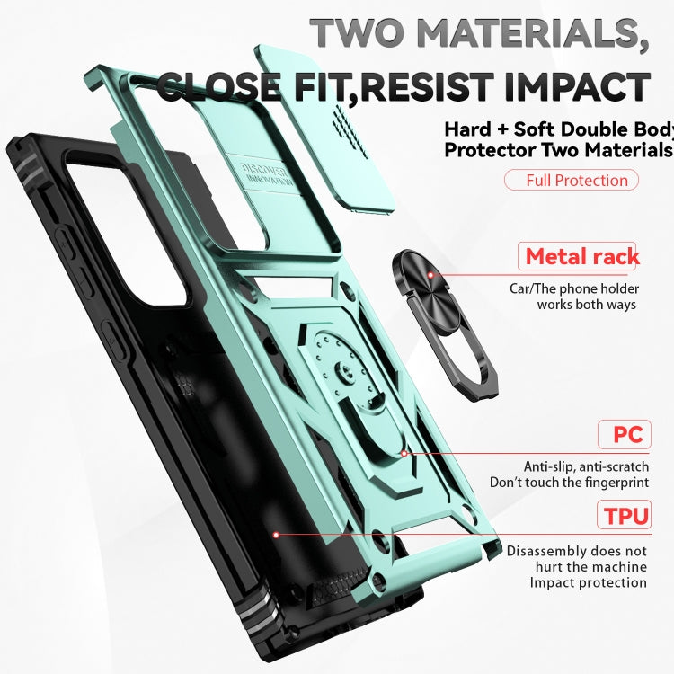 For Samsung Galaxy S24 Ultra 5G Sliding Camshield Holder Phone Case(Dark Green) - Galaxy S24 Ultra 5G Cases by PMC TechLife | Online Shopping South Africa | PMC TechLife