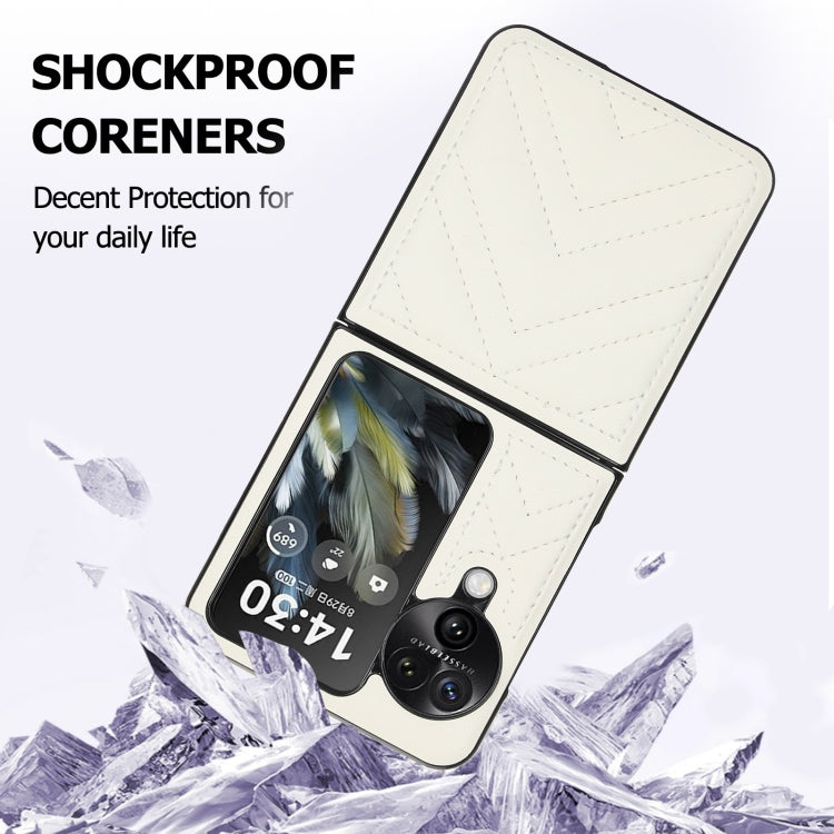 For OPPO Find N3 Flip V-shaped Folding Phone Case(White) - Find N3 Flip Cases by PMC TechLife | Online Shopping South Africa | PMC TechLife | Buy Now Pay Later Mobicred