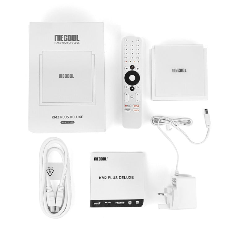 MECOOL KM2 Plus Android 11 Dual-band WiFi Smart Voice TV Box 4GB+32GB, UK Plug(White) - free shipping - PMC TechLife - Order now!