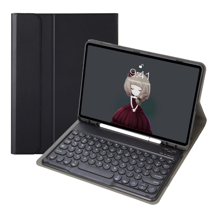 For Samsung Galaxy Tab S10 FE / S9 FE / S9 Candy Color TPU Round Keycap Bluetooth Keyboard Leather Case with Pen Slot(Black) - free shipping - PMC TechLife - Order now!