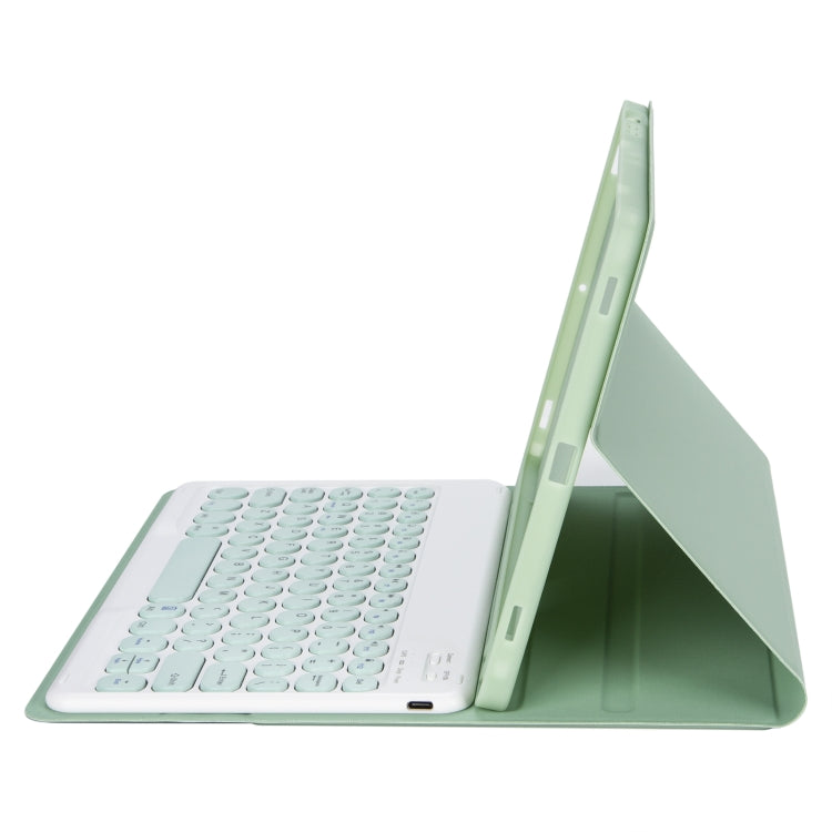 For Samsung Galaxy Tab S10 FE / S9 FE / S9 Candy Color TPU Round Keycap Bluetooth Keyboard Leather Case with Pen Slot(Light Green) - free shipping - PMC TechLife - Order now!