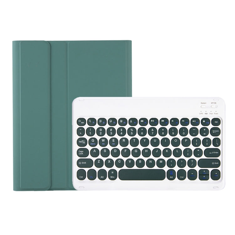For Samsung Galaxy Tab S9 FE Candy Color TPU Round Keycap Bluetooth Keyboard Leather Case with Pen Slot(Dark Green) - Samsung Keyboard by PMC TechLife | Online Shopping South Africa | PMC TechLife