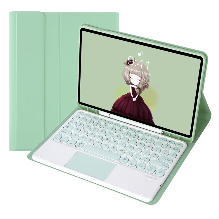 For Samsung Galaxy Tab S9 FE Candy Color TPU Round Keycap Touch Bluetooth Keyboard Leather Case(Light Green) - Samsung Keyboard by PMC TechLife | Online Shopping South Africa | PMC TechLife