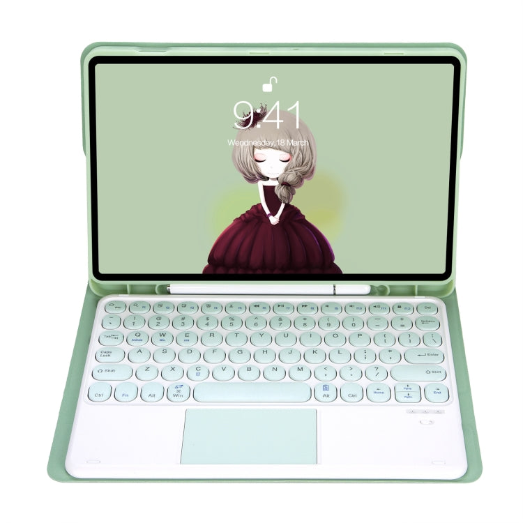 For Samsung Galaxy Tab S9 FE Candy Color TPU Round Keycap Touch Bluetooth Keyboard Leather Case(Light Green) - Samsung Keyboard by PMC TechLife | Online Shopping South Africa | PMC TechLife