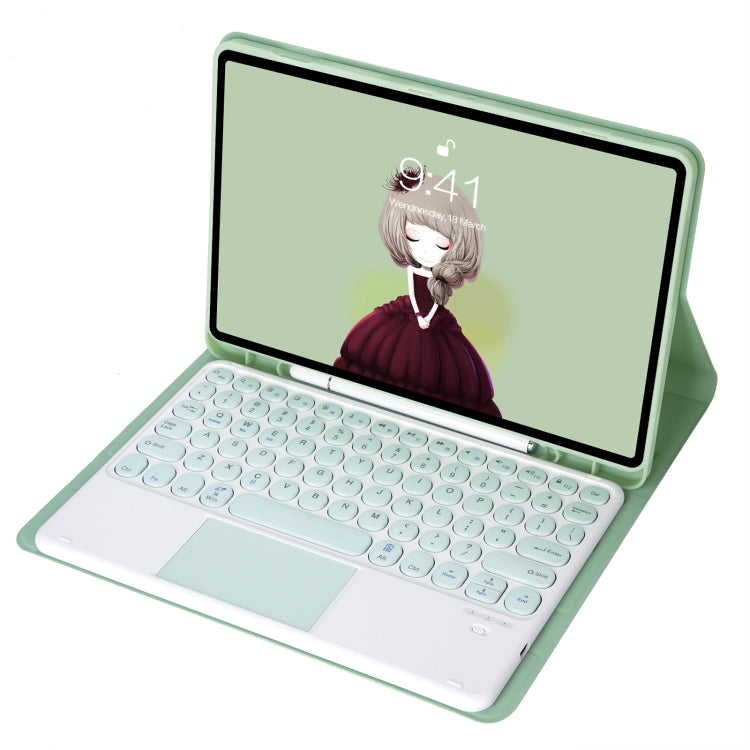 For Samsung Galaxy Tab S9 FE Candy Color TPU Round Keycap Touch Bluetooth Keyboard Leather Case(Light Green) - Samsung Keyboard by PMC TechLife | Online Shopping South Africa | PMC TechLife