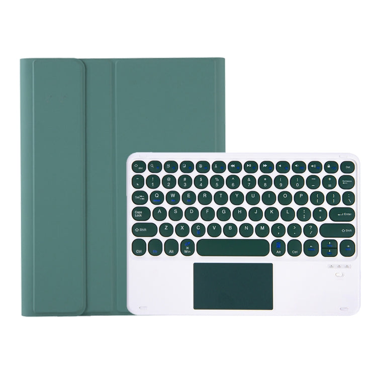 For Samsung Galaxy Tab S9 FE Candy Color TPU Round Keycap Touch Bluetooth Keyboard Leather Case(Dark Green) - Samsung Keyboard by PMC TechLife | Online Shopping South Africa | PMC TechLife