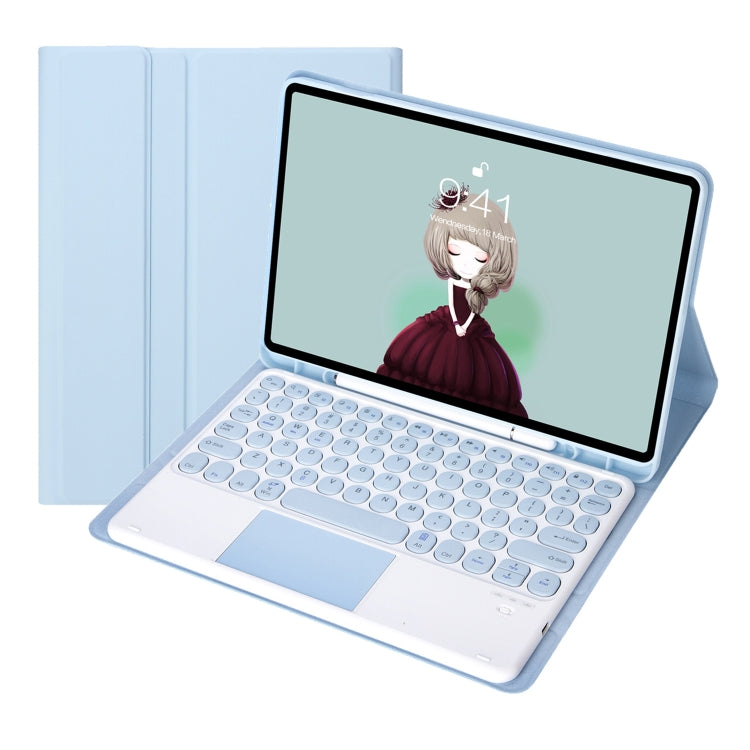 For Samsung Galaxy Tab S10 FE / S9 FE / S9 Candy Color TPU Round Keycap Touch Bluetooth Keyboard Leather Case(Ice Blue) - Samsung Keyboard by PMC TechLife | Online Shopping South Africa | PMC TechLife | Buy Now Pay Later Mobicred