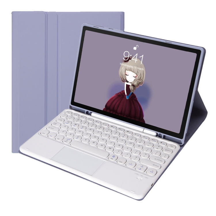 For Samsung Galaxy Tab S9 FE Candy Color TPU Round Keycap Touch Bluetooth Keyboard Leather Case(Purple) - Samsung Keyboard by PMC TechLife | Online Shopping South Africa | PMC TechLife
