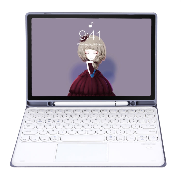 For Samsung Galaxy Tab S9 FE Candy Color TPU Round Keycap Touch Bluetooth Keyboard Leather Case(Purple) - Samsung Keyboard by PMC TechLife | Online Shopping South Africa | PMC TechLife