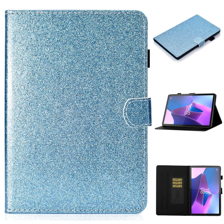 For Lenovo Tab P12 2023 / TB370FU Varnish Glitter Powder Smart Leather Tablet Case(Blue) - Lenovo by PMC TechLife | Online Shopping South Africa | PMC TechLife | Buy Now Pay Later Mobicred